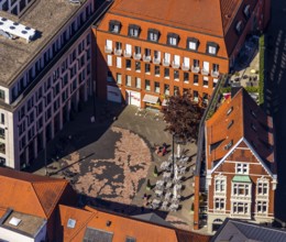 Aerial view, Picasso Square, Picasso portrait, Münster, Münsterland, North Rhine-Westphalia,