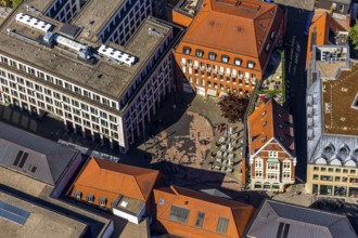 Aerial view, Picasso Square, Picasso portrait, Münster, Münsterland, North Rhine-Westphalia,