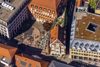 Aerial view, Picasso Square, Picasso portrait, Münster, Münsterland, North Rhine-Westphalia,
