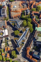 Aerial view, GALERIA Karstadt and shopping centre, Clemenskirche, Münster, Münsterland, North