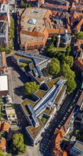 Aerial view, GALERIA Karstadt and shopping centre, Clemenskirche, Münster, Münsterland, North