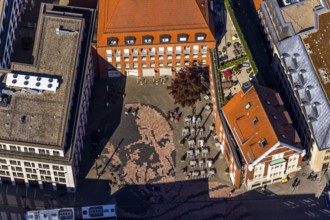 Aerial view, Picasso Square, Picasso portrait, Münster, Münsterland, North Rhine-Westphalia,
