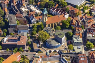 Aerial view, Old Town, St. Martini Church, Münster Theatre, Münster, Münsterland, North