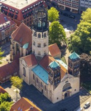 Aerial view, old town, catholic St. Ludgeri church, Münster, Münsterland, North Rhine-Westphalia,