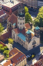 Aerial view, old town, catholic St. Ludgeri church, Münster, Münsterland, North Rhine-Westphalia,