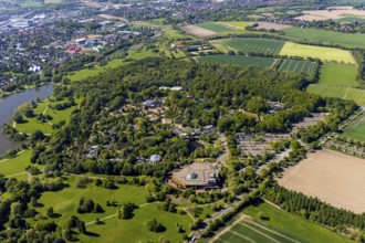 Aerial view, Allwetterzoo Münster, LWL-Museum für Naturkunde mit Planetarium, Münster, Münsterland,