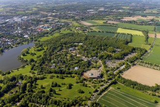 Aerial view, Allwetterzoo Münster, LWL-Museum für Naturkunde mit Planetarium, Aasee, Münster,