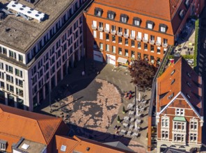 Aerial view, Picasso Square, Picasso portrait, Münster, Münsterland, North Rhine-Westphalia,