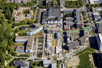 Aerial view, city centre district Zentrum-Nord, construction site residential quarters