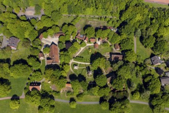 Aerial view, Mühlenhof-Freilichtmuseum Münster, mill, Münster, Münsterland, North Rhine-Westphalia,