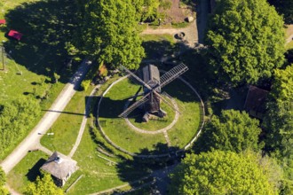 Aerial view, Mühlenhof-Freilichtmuseum Münster, mill, Münster, Münsterland, North Rhine-Westphalia,