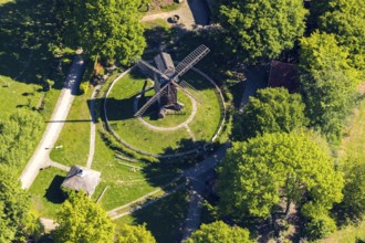 Aerial view, Mühlenhof-Freilichtmuseum Münster, mill, Münster, Münsterland, North Rhine-Westphalia,