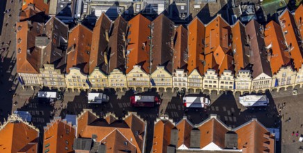 Aerial view, old town, Prinzipalmarkt, gabled houses, Münster, Münsterland, North Rhine-Westphalia,
