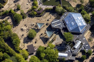 Aerial view, all-weather zoo Münster, elephant house, Münster, Münsterland, North Rhine-Westphalia,