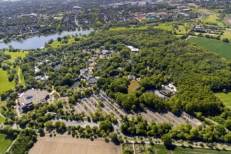 Aerial view, Allwetterzoo Münster, LWL-Museum für Naturkunde mit Planetarium, Münster, Münsterland,