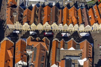 Aerial view, old town, Prinzipalmarkt, gabled houses, Münster, Münsterland, North Rhine-Westphalia,