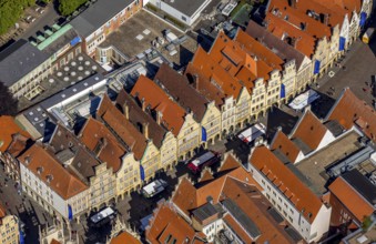Aerial view, old town, Prinzipalmarkt, gabled houses, Münster, Münsterland, North Rhine-Westphalia,