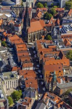Aerial view, old town, Prinzipalmarkt, catholic St. Lamberti church, Münster, Münsterland, North
