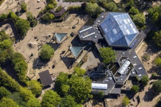 Aerial view, all-weather zoo Münster, elephant house, Münster, Münsterland, North Rhine-Westphalia,