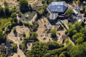 Aerial view, all-weather zoo Münster, elephant house, Münster, Münsterland, North Rhine-Westphalia,