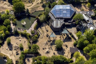 Aerial view, all-weather zoo Münster, elephant house, Münster, Münsterland, North Rhine-Westphalia,