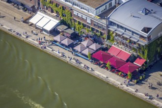 Aerial view, Münster city harbour, harbour promenade, harbour, Münster, Münsterland, North