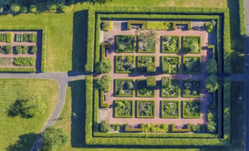Aerial view, herb garden in the motherhouse garden at St. Franziskus-Hospital, Herz-Jesu, Münster,
