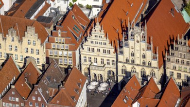 Aerial view, Prinzipalmarkt, historic town hall, overwater, Münster, Münsterland, North