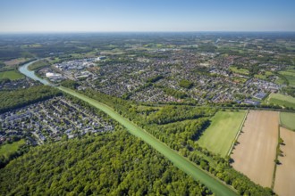 Aerial view, Hiltrup Canal Island, BASF Coatings plant site, Dortmund-Ems Canal, Dortmund-Ems Canal