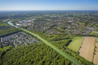 Aerial view, Hiltrup Canal Island, BASF Coatings plant site, Dortmund-Ems Canal, Dortmund-Ems Canal