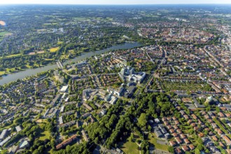 Aerial view, old town, Promenadenring, LVM Versicherung Zentrale, Westdeutsche Lotterie GmbH,