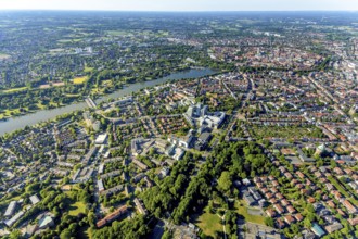Aerial view, old town, Promenadenring, LVM Versicherung Zentrale, Westdeutsche Lotterie GmbH,