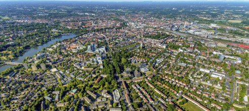 Aerial photo, LVM Versicherung Zentrale, Westdeutsche Lotterie GmbH, IHK Nord Westfalen, Aasee,