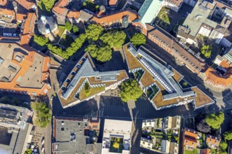 Aerial view, cath. Clemenskirche, Stubengasse shopping centre, Münster, Münsterland, North