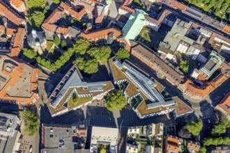 Aerial view, cath. Clemenskirche, Stubengasse shopping centre, Münster, Münsterland, North