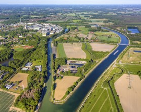 Aerial view, Canal Island Hiltrup, BASF Coatings plant site, Dortmund-Ems Canal, Dortmund-Ems Canal