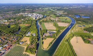 Aerial view, Canal Island Hiltrup, BASF Coatings plant site, Dortmund-Ems Canal, Dortmund-Ems Canal