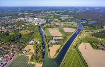 Aerial view, Canal Island Hiltrup, BASF Coatings plant site, Dortmund-Ems Canal, Dortmund-Ems Canal