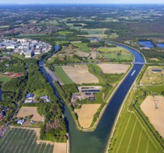 Aerial view, Canal Island Hiltrup, BASF Coatings plant site, Dortmund-Ems Canal, Dortmund-Ems Canal