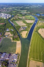 Aerial view, Canal Island Hiltrup, BASF Coatings plant site, Dortmund-Ems Canal, Dortmund-Ems Canal