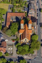Aerial view, St. Clemens Catholic Church, St. Clemens Parish Centre, Münster, Münsterland, North