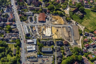 Aerial view, construction site Eschweiler site Westfalenstraße, new construction single-family