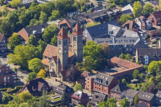 Aerial view, St. Clemens Catholic Church, St. Clemens Parish Centre, Münster, Münsterland, North