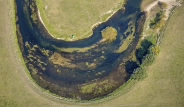 Aerial view, river Lippe, Lippe meadows, nature reserve, Lippborg, Lippetal, district Soest, North