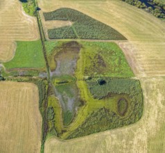 Aerial photograph, Disselmersch observation hut in the Lippe floodplains, Büninghausener Straße,