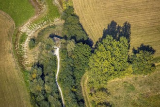 Aerial photograph, Disselmersch observation hut in the Lippe floodplains, Büninghausener Straße,