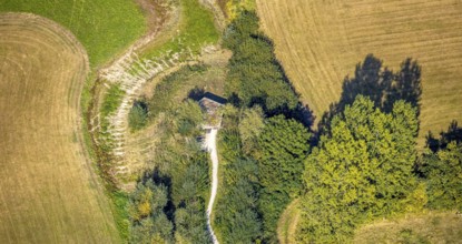 Aerial photograph, Disselmersch observation hut in the Lippe floodplains, Büninghausener Straße,