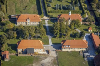 Aerial view, building Schlossstraße, Schlossgarten Hovestadt, Lippetal, Kreis Soest, North