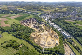Aerial photo, Rheinkalk Grevenbrück GmbH quarry, Sporke, Lennestadt, Sauerland, North