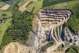 Aerial photo, Rheinkalk Grevenbrück GmbH quarry, Lennestadt, Sauerland, North Rhine-Westphalia,